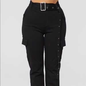 Fashionnova Belted Joggers - Black